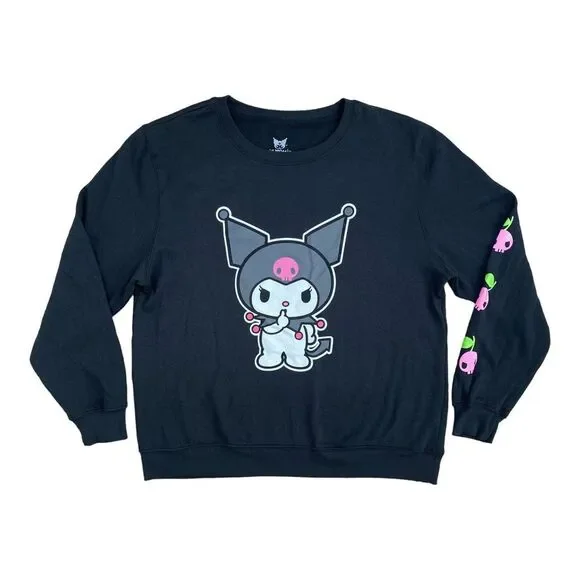 Hello Kitty Sanrio Kuromi Large Black Graphic Sweatshirt‎  Long Sleeve Top NWOT - Picture 2 of 9